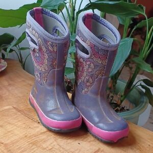 Bogs Floral Kids Boots - Purple and Pink US 10/EU 26